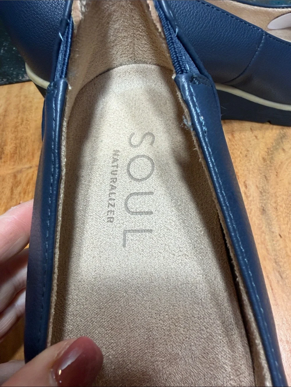 Naturalizer SOUL “About Time” Minimalist Platform Wedge Pumps Navy Blue Size 9